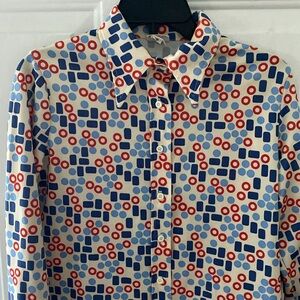 Vintage Susan Scott Red, White and Blue Polyester Blouse